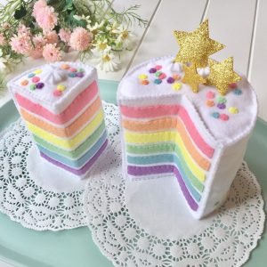 Mini Felt Rainbow Layer Cake Play Food