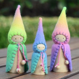 Waldorf Steiner Rainbow Gnome Peg Dolls Set of 3