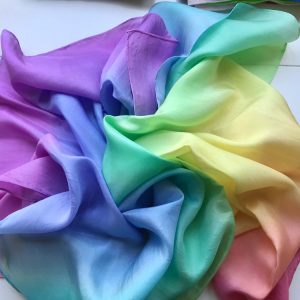 Handpainted Rainbow Silk Scarf