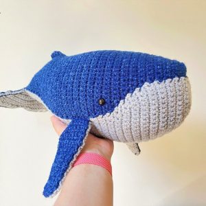 Large Soft Crochet Blue Denim Whale