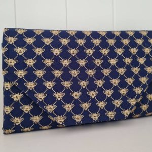 Deluxe Navy & Gold Bees Nappy Wallet Clutch