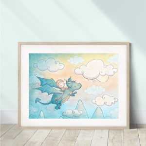 Nursery Dragon Whimsical Art Print