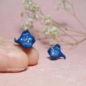 Spotted Stingray Polymer Clay Stud Earrings