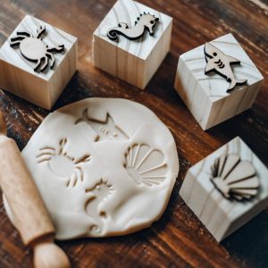 Set of 4 Wooden Sea Creature Playdough Stamps