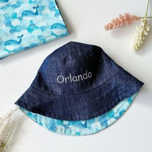 Personalised Reversible Denim Baby Bucket Hat