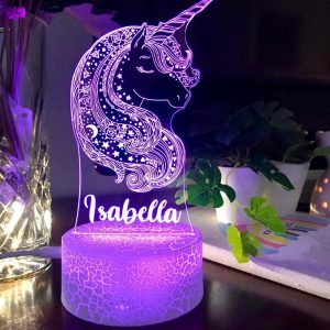 Personalised Magical Unicorn Night Light Multi-Coloured LED