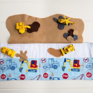Felt Construction Travel Playmat With Toy Vehicles