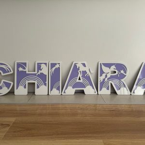 Flying Unicorns Over Rainbows Personalised Name Sign