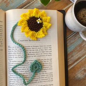 Handmade Sunflower & Bee Crochet Bookmark