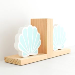 Turquoise Wooden Clam Shell Bookends