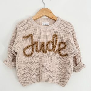 Handmade Embroidered Name Sweater for Babies