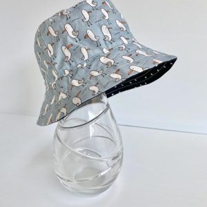 Grey Seagull Print Summer Bucket Hat - Baby to Adult
