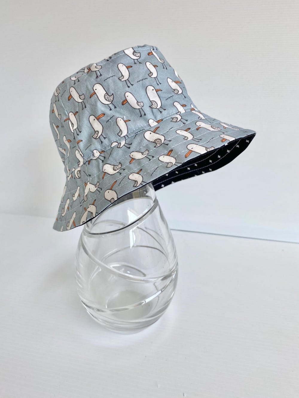 Grey Seagull Print Summer Bucket Hat - Baby to Adult