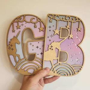 Kids Handmade Unicorn Themed Name Sign