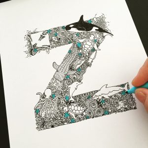 Personalised Under the Sea Illustrated Name Initial