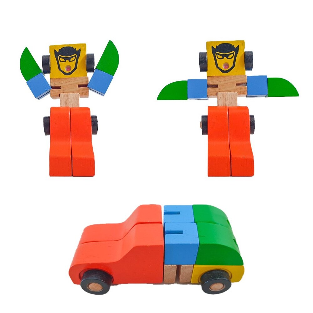3 in 1 Fidget Toy Wooden Transformer Robot, Car, Truck