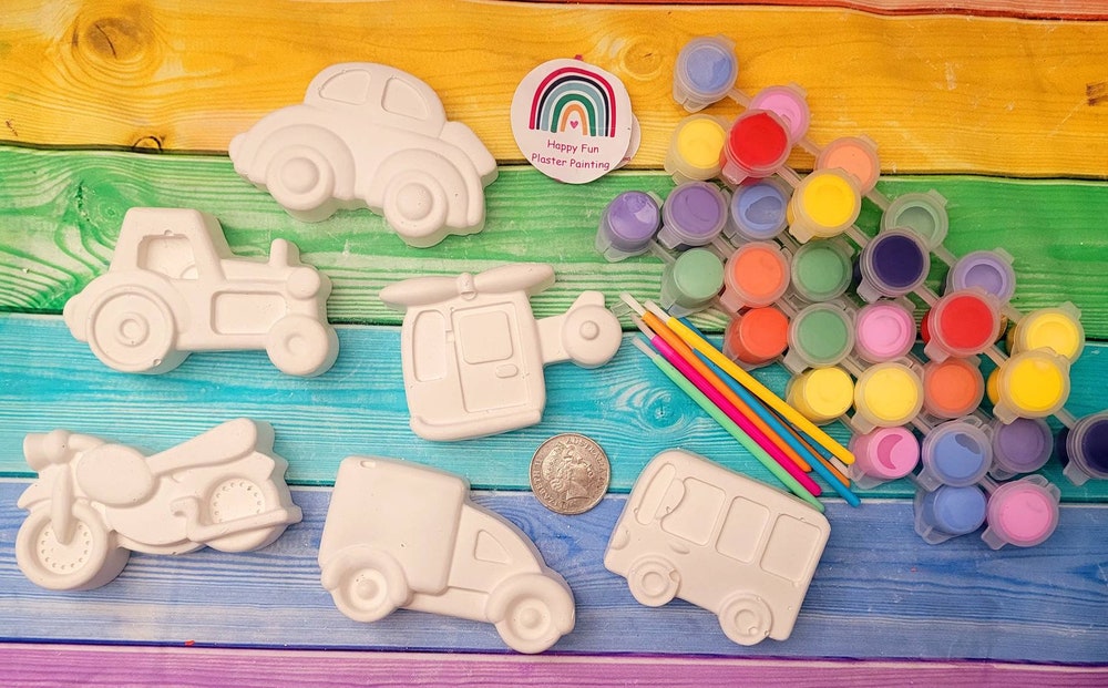 Ready to Paint Party Favour Plaster Vehicles
