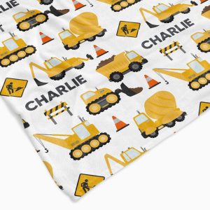 Personalised Construction Themed Comfy Blanket