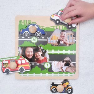 Peek-a-Boo Family Vehicles Themed Wooden Puzzle