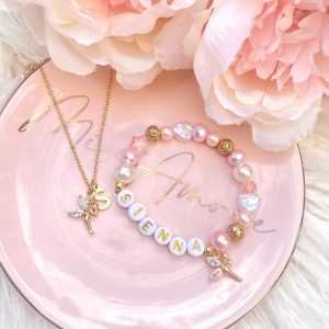 Personalised Fairy Charm Bracelet & Necklace Set