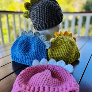 Kids Dinosaur Spike Crochet Beanie Hat