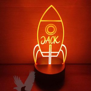 Personalised Rocket Ship LED Lamp