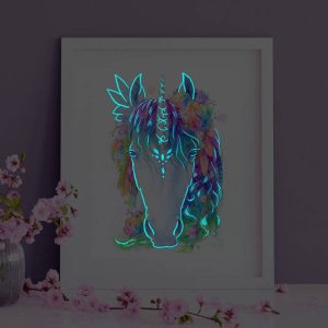 Glow in the Dark Rainbow Unicorn Wall Art Print