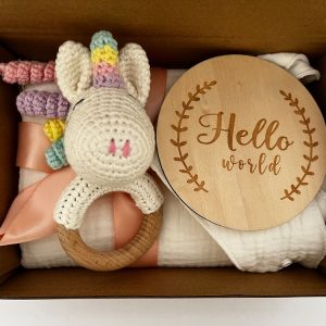 Hello World' Unicorn Themed Newborn Gift Set