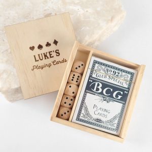 Playing Card & Dice Personalised Wooden Box