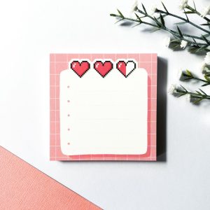 Video Game Hearts Memo Pad - 8cm Square