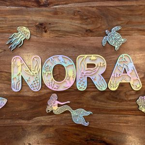 Handmade Kid's Mermaid Themed Name Sign