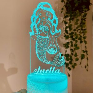 Personalised Mermaid Kids LED Night Light