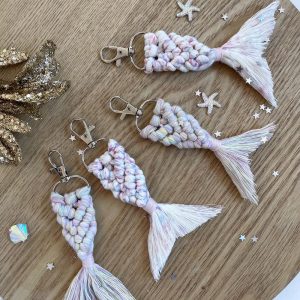 Macrame Mermaid Tail Keychain